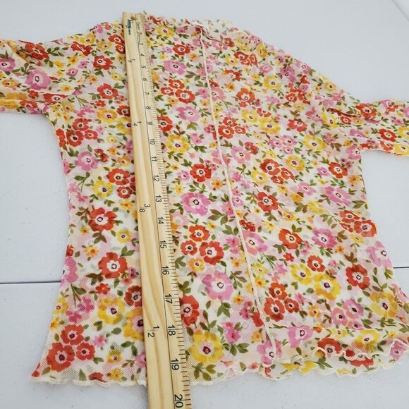Le Lis Womens Floral Mesh Sheer Long Sleeve Top Size L Whimsey Cottage Core Boho - Picture 8 of 9
